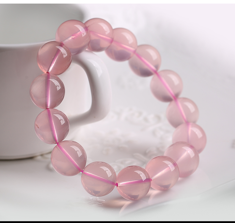 一北原矿星光粉水晶手链女粉晶手串莫桑比克六芒星送女友星光粉12mm附