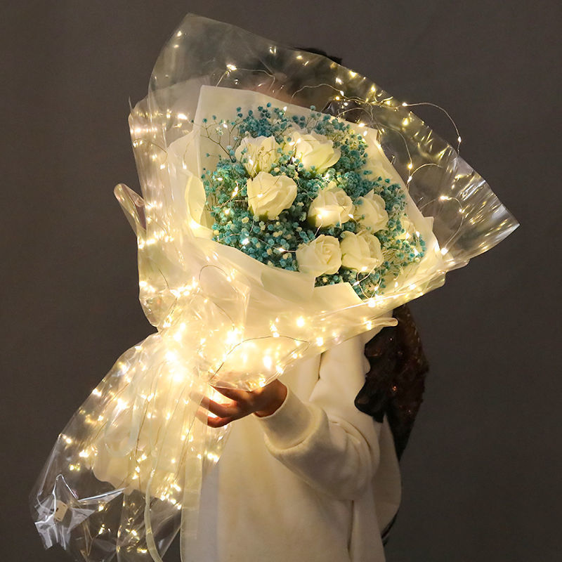 soumiety满天星干花手捧花束成品送女生闺蜜520情人节创意生日发光的