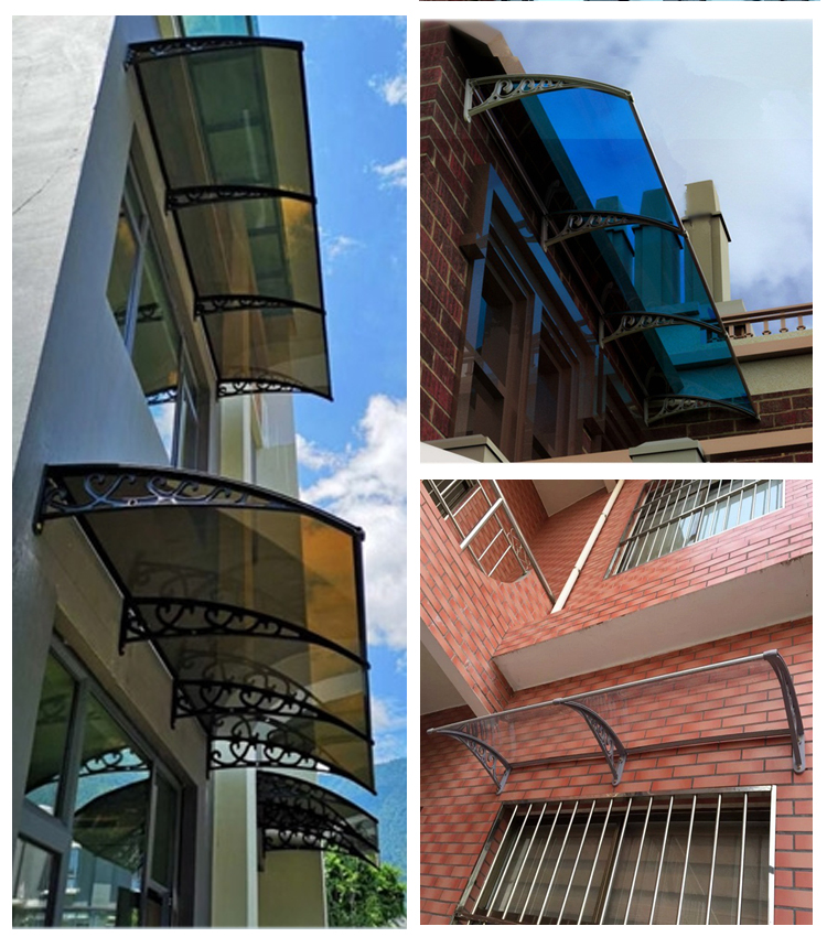 铝合金无声雨棚耐力板雨棚家用窗户庭院门头防雨挡板屋檐阳台防飘雨