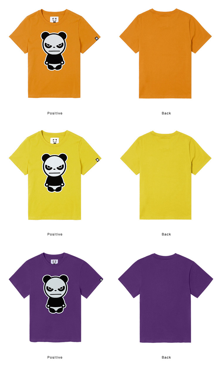 hipanda你好熊猫 t恤男熊猫经典logo植绒休闲圆领纯棉短袖t恤街头潮牌