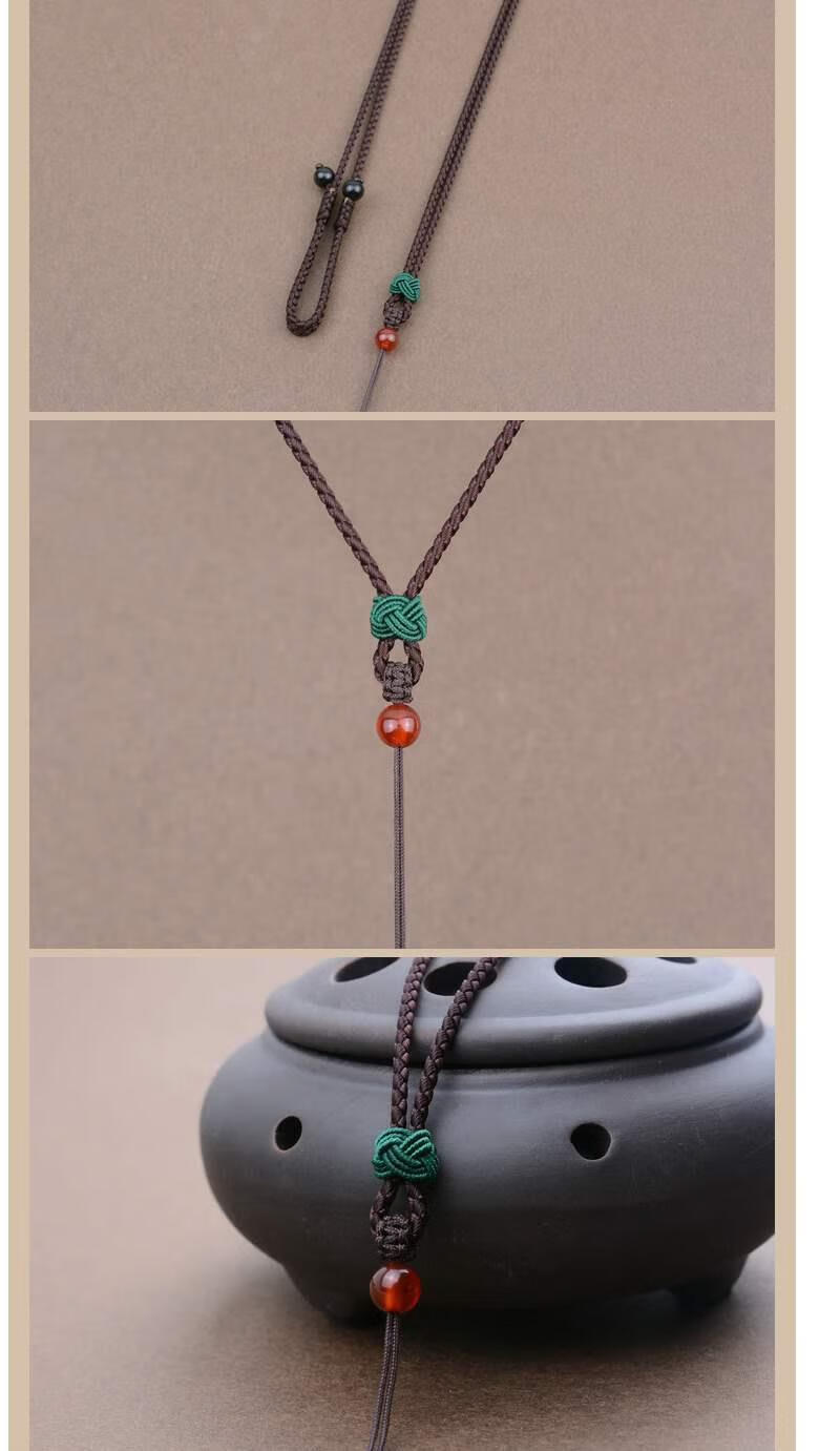 倪曼质感吊坠挂绳手工编织菠萝结挂坠绳女项链绳子玉佩翡翠挂件绳咖啡