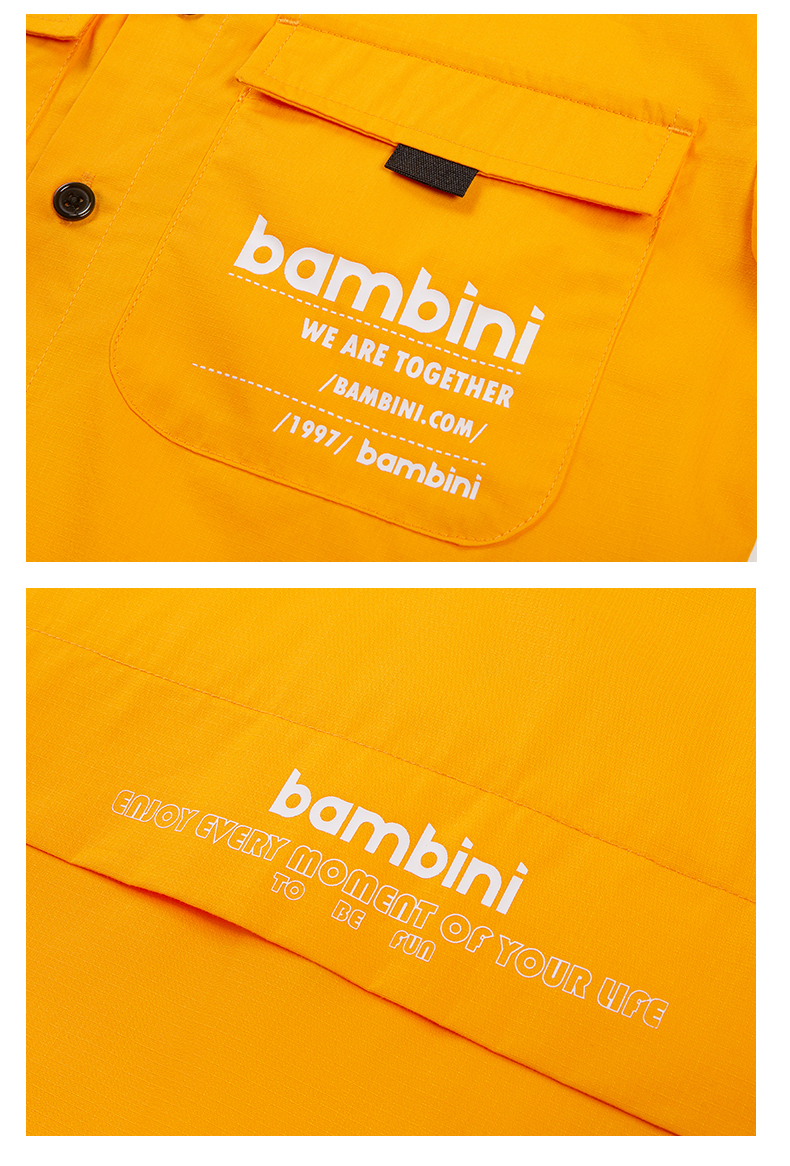 bambini户外童装纯棉衬衫男士夏季2022新款潮流ins短袖休闲外套