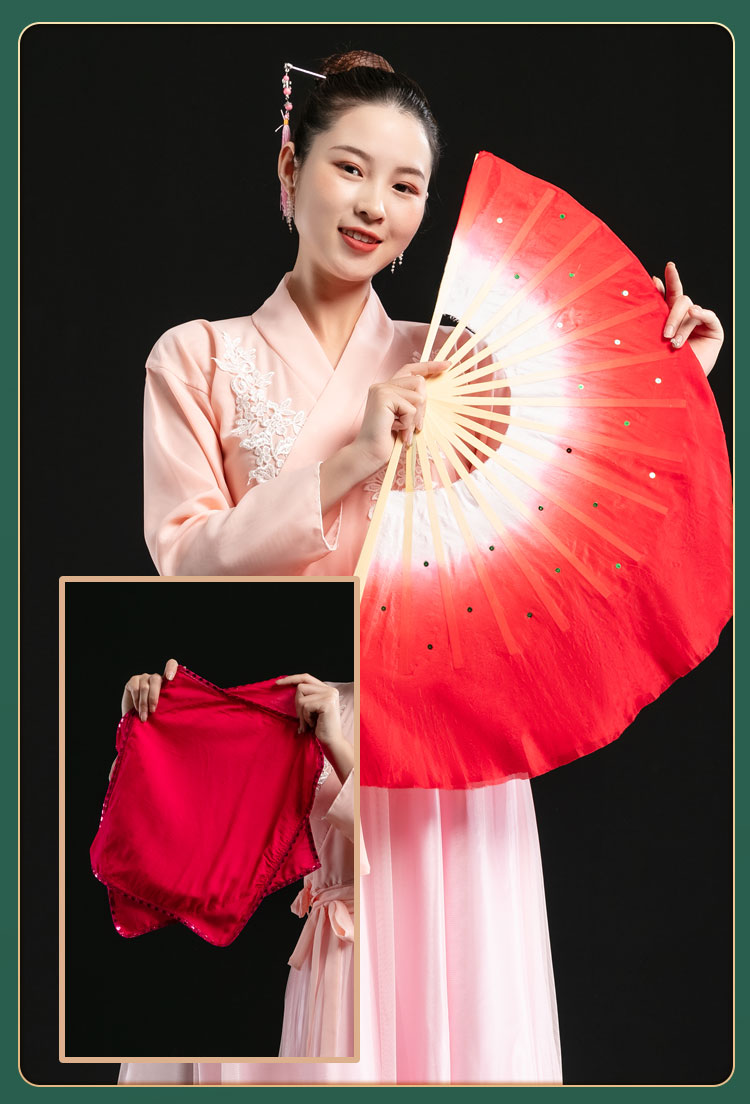 中国舞蹈家协会七八花鼓灯安徽考级俏兰花十级茶山放歌手绢扇子 8寸仿