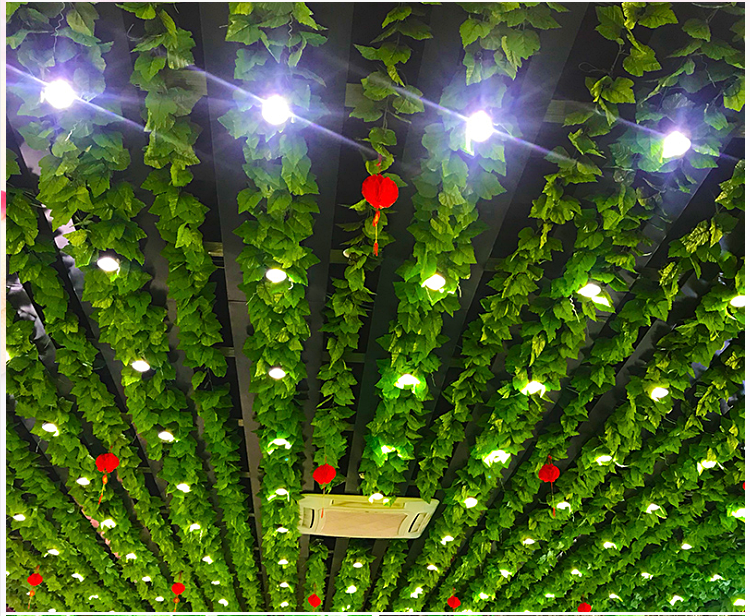 金色装饰竹子金色叶子假树叶仿真葡萄叶藤条金叶子管道装饰吊顶塑料花