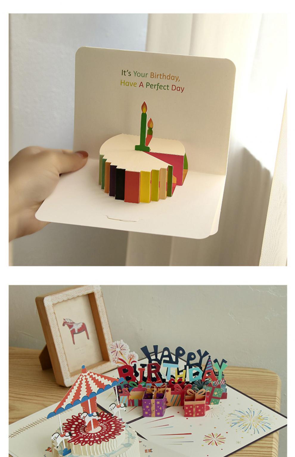 生日3d立体贺卡ins感创意折叠纸雕祝福卡片礼物送男友女 烟花英文款