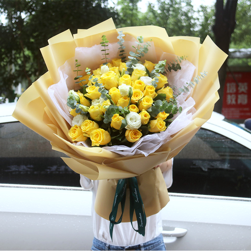 钰尚道歉北京黄玫瑰花束鲜花速递同城上海深圳广州杭州南京成都送花店