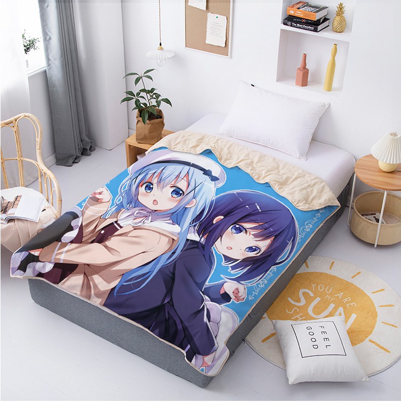 来图定做学生宿舍动漫夏凉被二次元卡通萝莉空调被点兔夏季薄被子 香