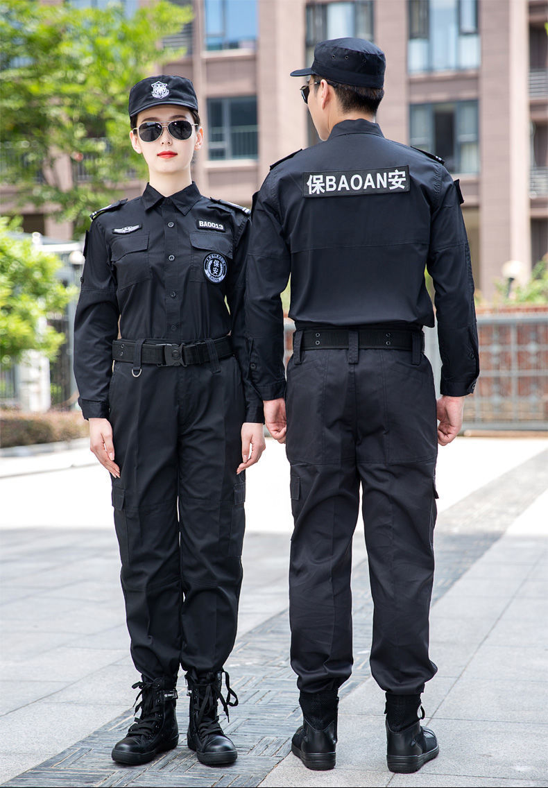 保安服2021秋冬新款保安服套装男安保物业工作服厚款作训服保安黑色