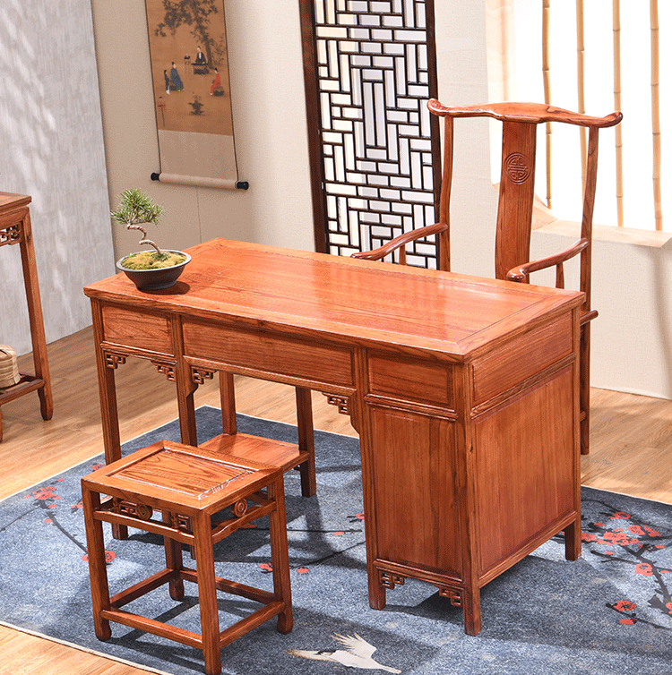 中式书桌仿古办公桌榆木写字台禅意养生小书法桌实木中医馆诊桌诊断桌