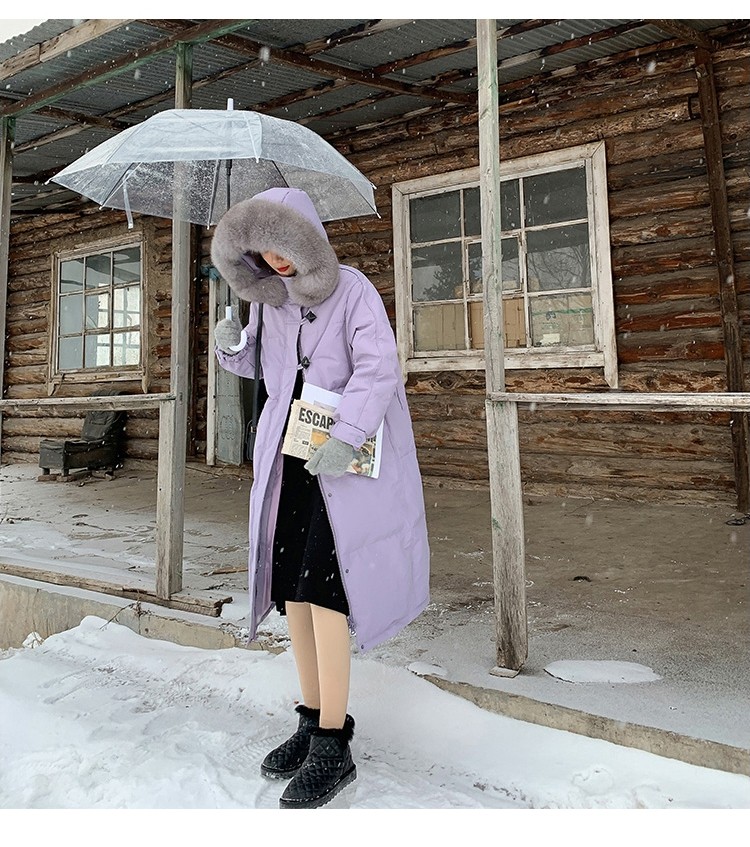 105787-拉夏贝尔羽绒服女中长款女装2021年冬季新款冬装连帽面包服女休闲宽松保暖羽绒服女 奶茶色 M【推荐120-150斤】-详情图