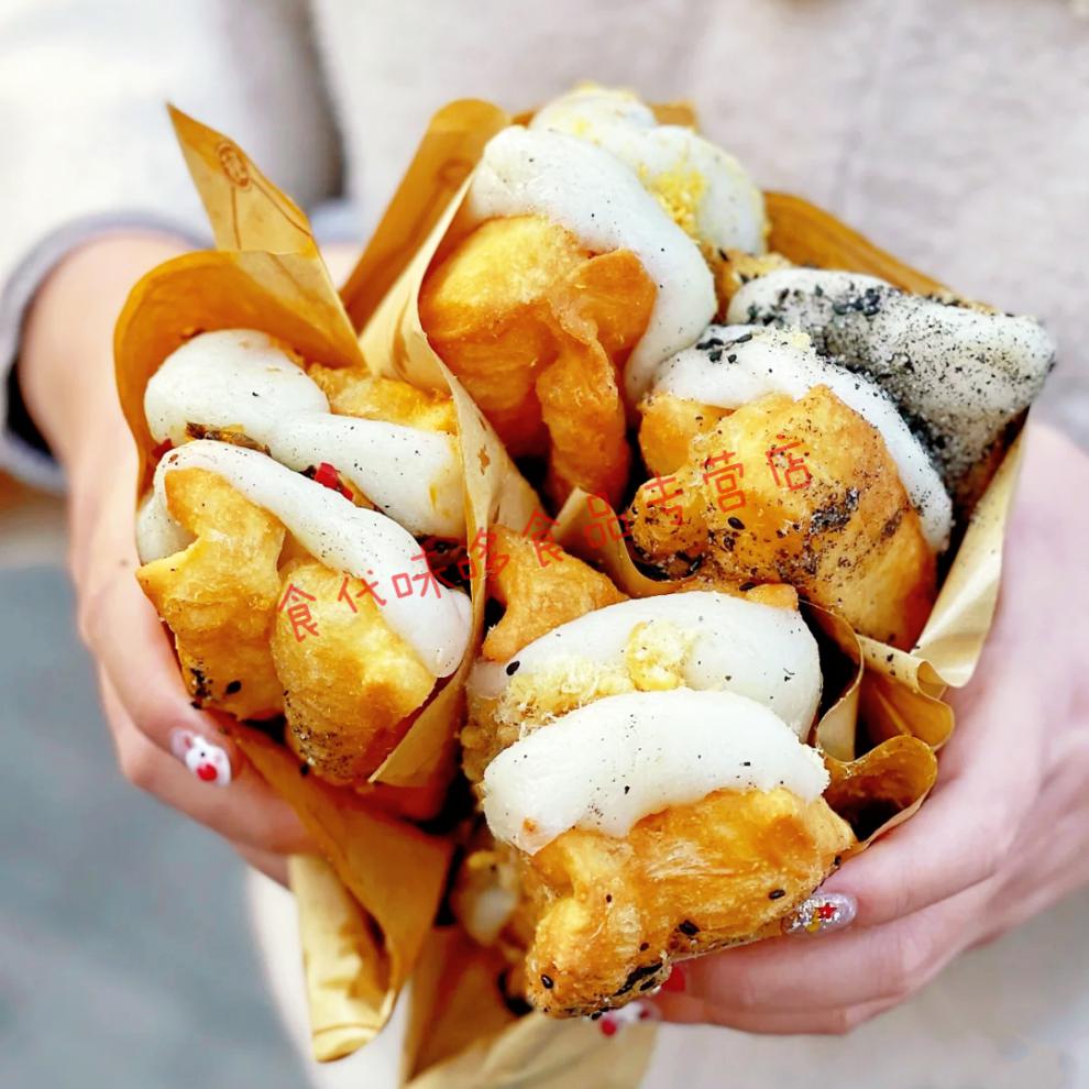 橙伯乐裕满楼油条包麻糍紫薯枣泥麻薯湖南特色特产小吃长沙美食紫薯黑