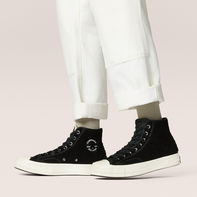 converse匡威男鞋女鞋2021秋冬季新款羊羔绒摇粒绒高帮帆布鞋板鞋保暖