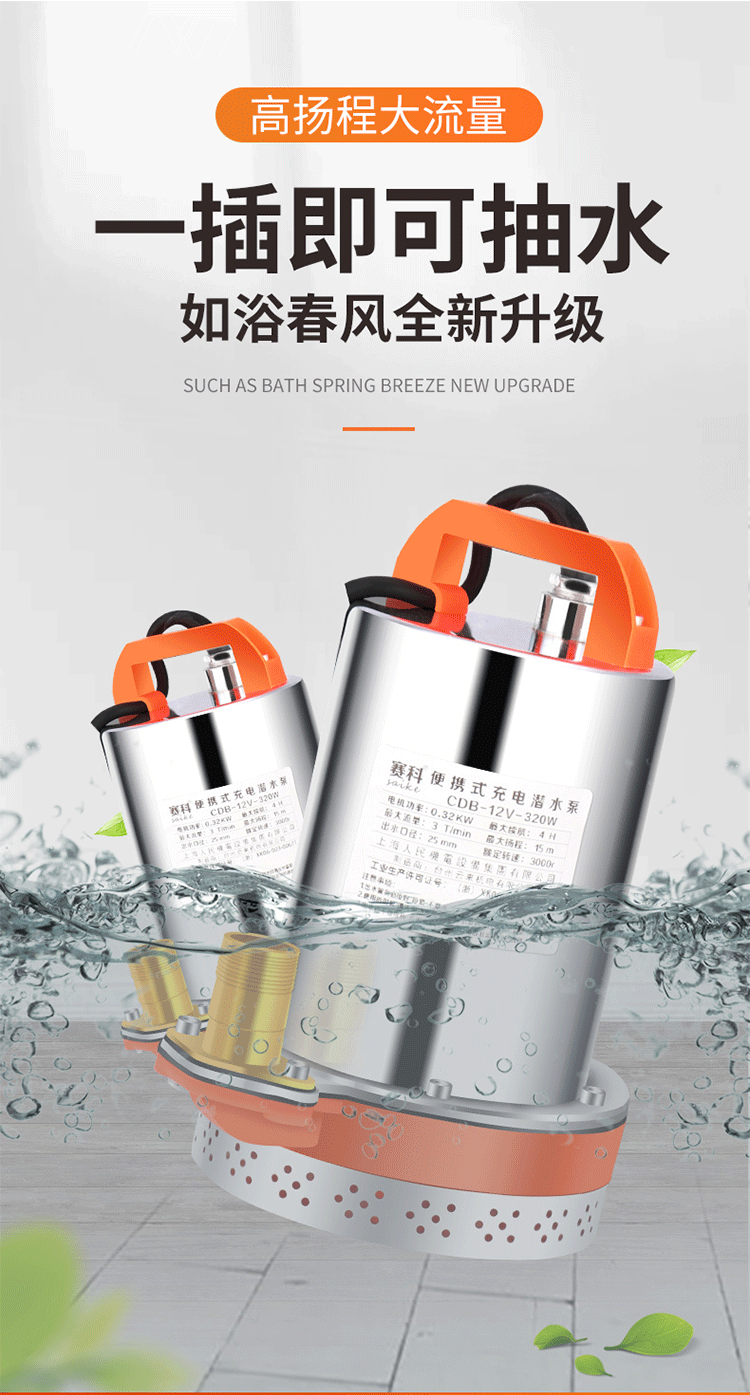 农用充电式水泵 充电水泵便携式农用户外浇菜水泵12v24v抽水机大流量