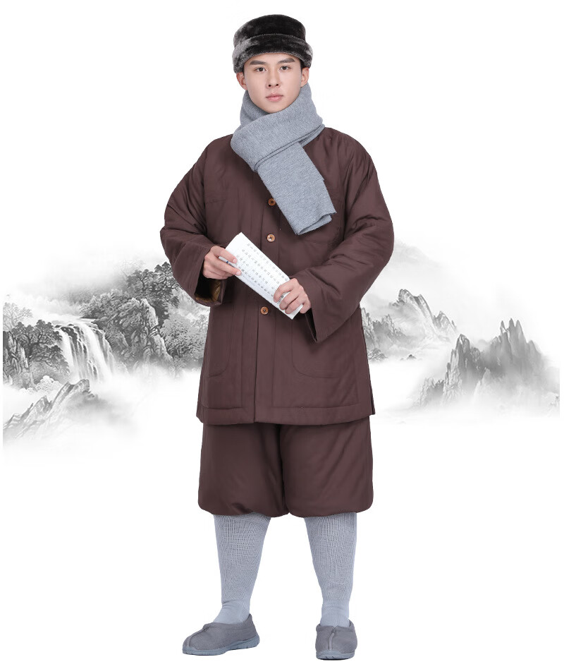 衣普西隆 僧衣僧服男冬季上衣加裤子套装加厚棉保暖僧服棉衣袄短褂 土