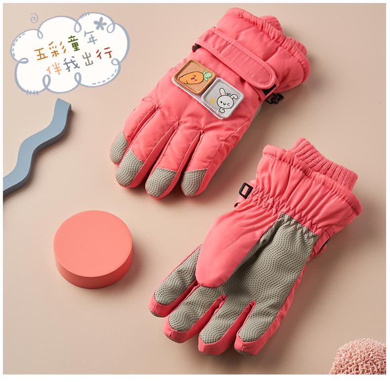 巴拉巴拉旗下badibadi卡通儿童滑雪手套男童冬天防水小孩玩雪手套女孩