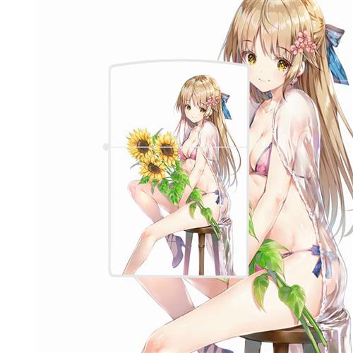 zippo打火机定制煤油个动漫美女砂轮防盖二次元男士n性感潮外壳翻风白