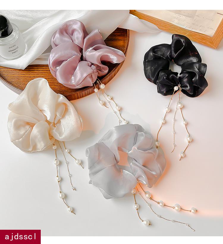 ajdsscl珍珠流苏头绳女夏季马尾扎头发皮筋2020气质简约发绳大肠发圈