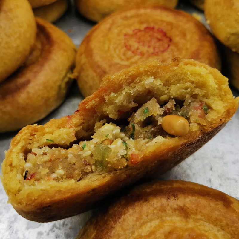 张家口阳原特产传统月饼五仁手工制作经典美味胡麻油月饼单个120g五仁