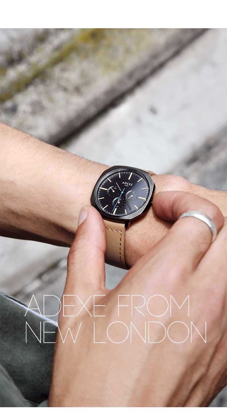 adexe小绿表adexe英国小众手表男时尚方盘手表 石英表多功能男士手表