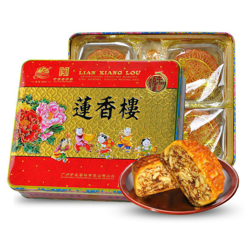 莲香楼月饼 750g 双黄白莲蓉月饼中秋礼盒 广式月饼送礼 莲香楼【五仁