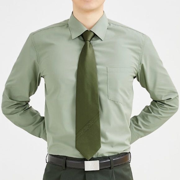 添光陆军式长袖衬衣商务职业宽松大码衬衫军绿色内衬衣职业衬衫春秋