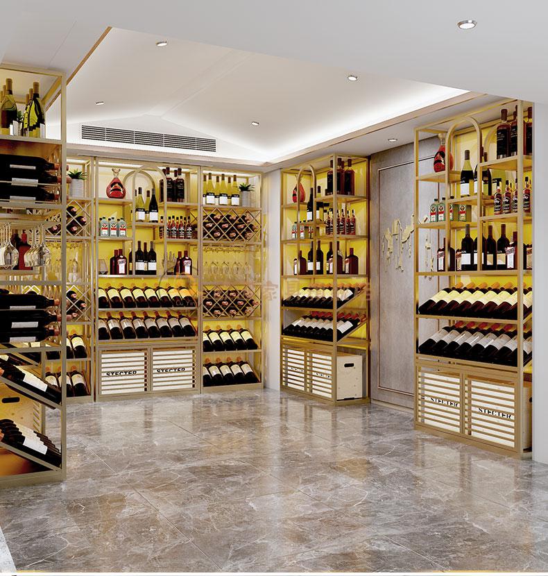 欧因红酒柜展示架酒庄欧式铁艺酒架落地酒柜白酒葡萄酒红酒收纳展示架