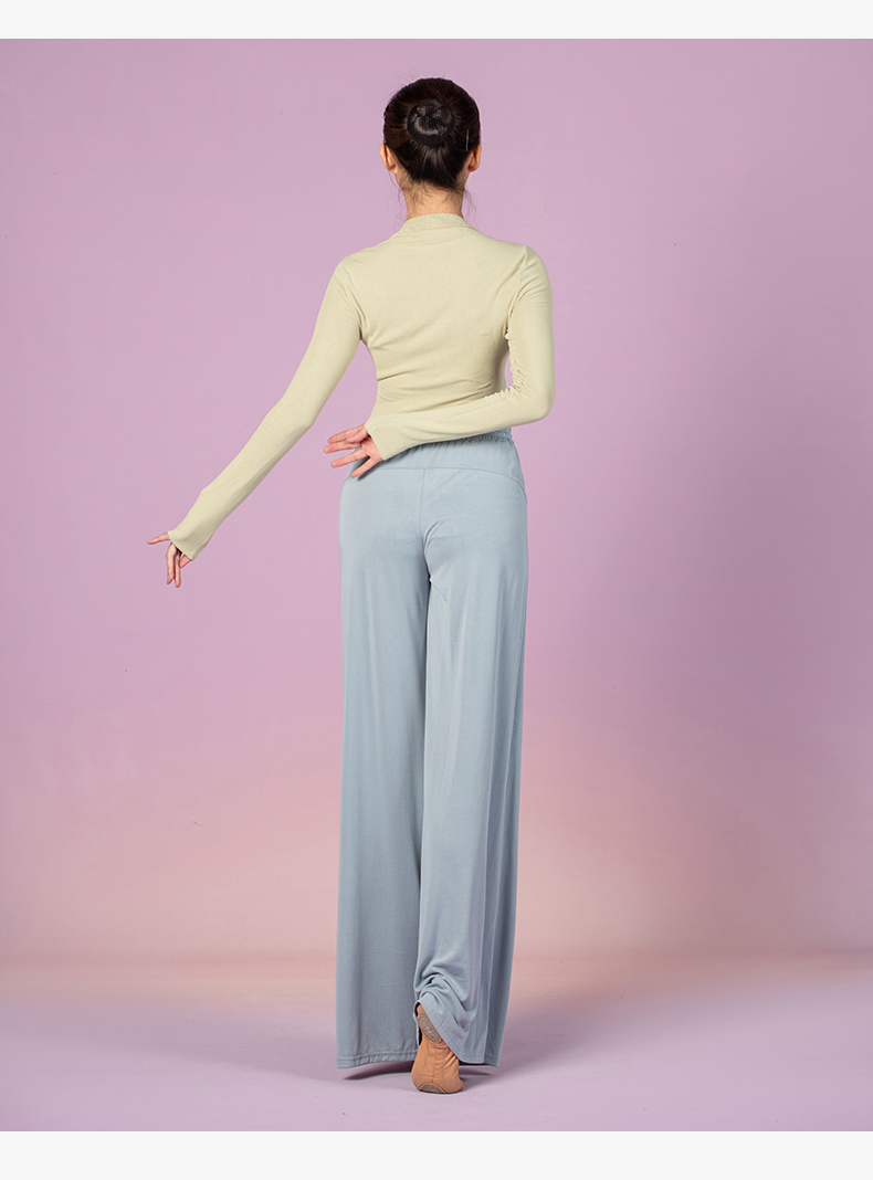 蓝色万年裤舞蹈练功裤现代舞古典舞蹈练功服女宽松显腿长海天蓝裤子s