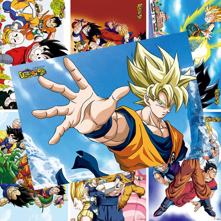 伊麦卡 七龙珠海报孙悟空悟饭贝吉塔动漫周边房间卧室墙贴超大高清