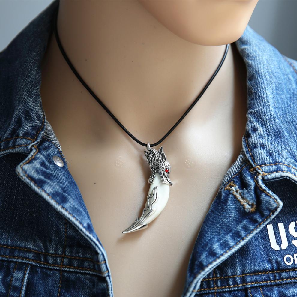 狼牙男士吊坠保真黑狗牙项链包银牙尖套挂坠潮男学生嘻哈饰品 吊坠3