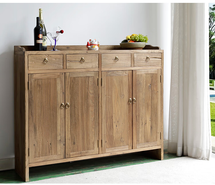 好物推荐老榆木鞋柜鞋柜实木家用大容量榆木老门板家具进门多功能原木