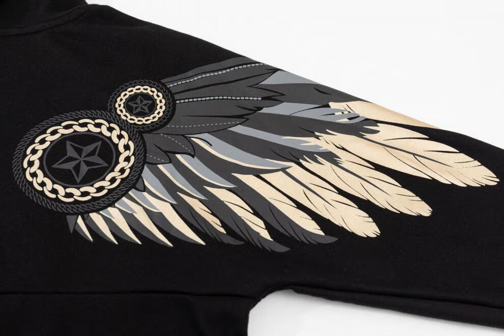 boy新款潮牌后背对称战神翅膀烫金字母老鹰休闲男女学生连帽衫男女