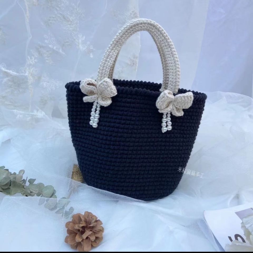 给女朋友织包毛线包包女编织手工斜挎包毛线钩针小花diy材料包自制