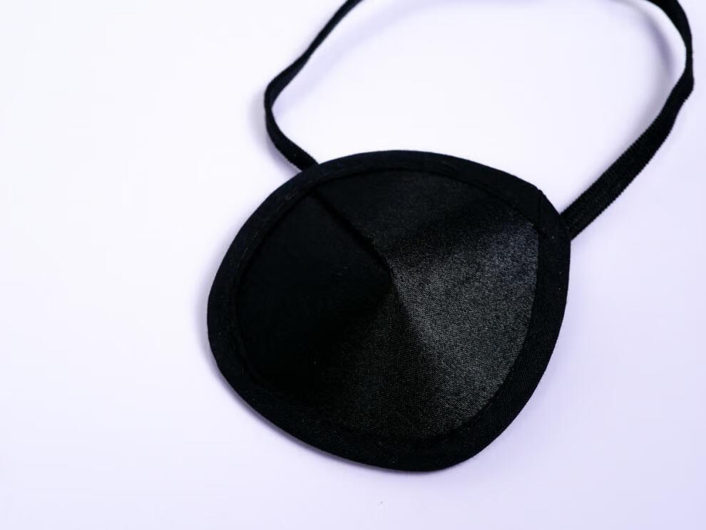 单眼眼罩欧洲设计独眼龙3d不压迫遮盖训练弱视海盗罩黑色1只装成人型