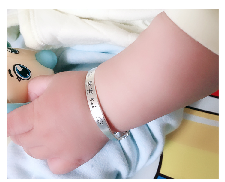 狮子头宝宝银手镯999足银男女新生儿童婴儿手镯银定制周岁满月礼物