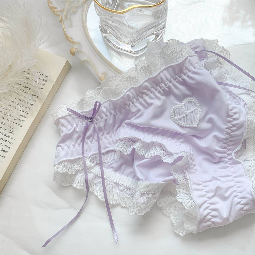 浪莎少女内裤爱心蕾丝夏季薄款情调性感凉感裆三角裤短裤头底裤衩学生