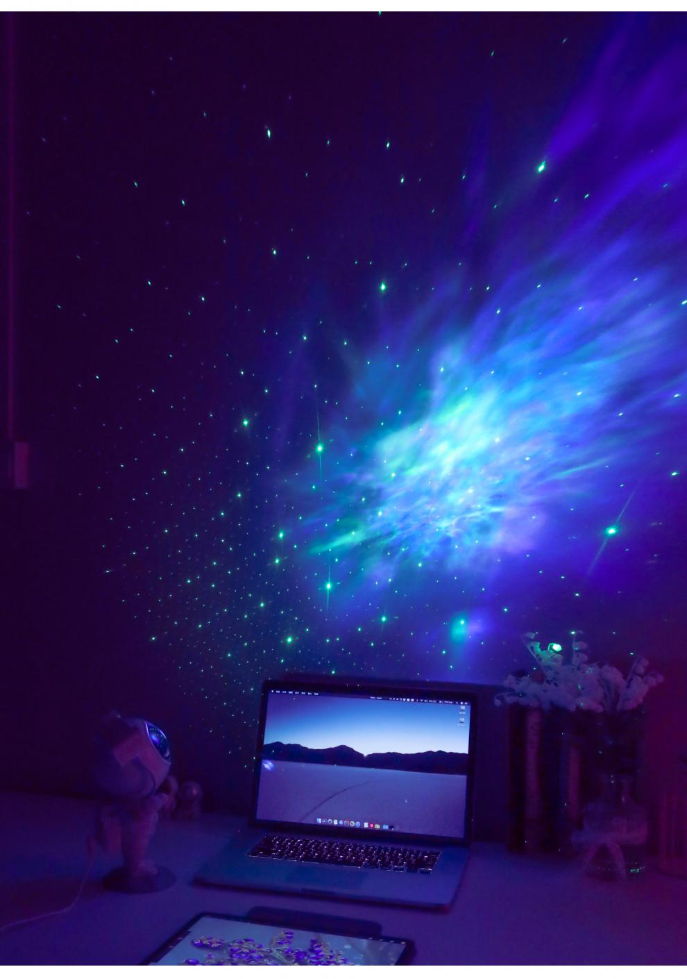 宇航员星空投影灯投影仪极光氛围小夜灯满天星极光插电背景灯光白色
