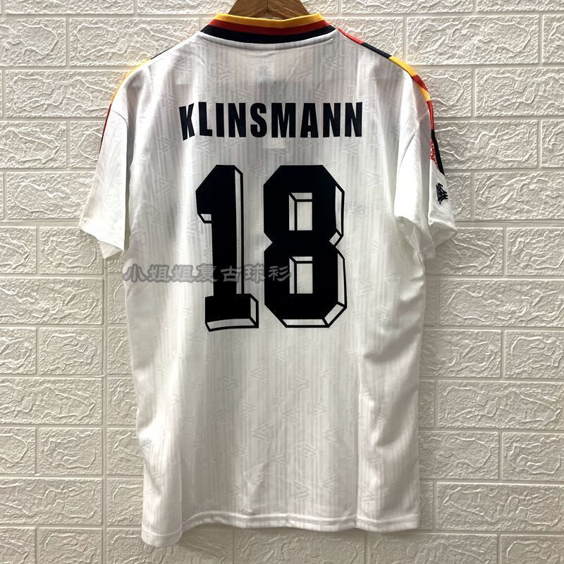 1994年世界杯德国球衣复古主场白色短袖男足球服18号克林斯曼队服 单