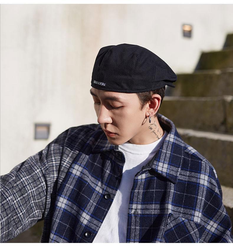 聂庄贝雷帽男反戴贝雷帽男潮时尚大号休闲英伦嘻哈街头男生韩版前进帽