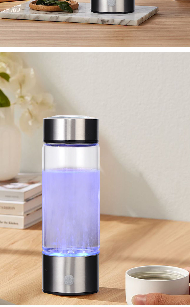 创意礼品双层玻璃水素水杯小分子水制氢机光亮银色基础款20岁人群简装