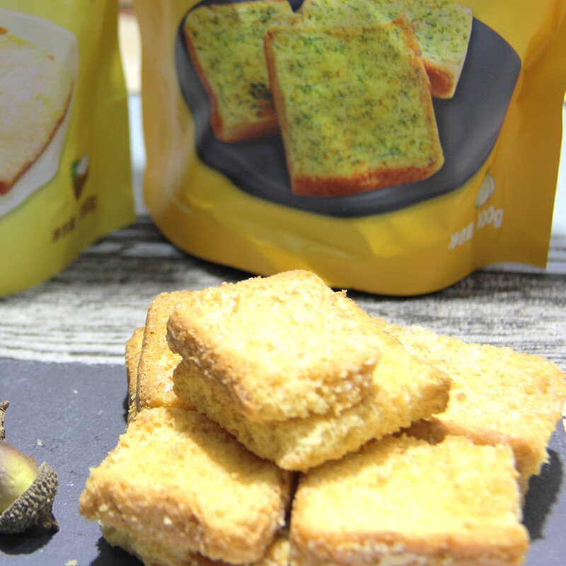 曼可顿黄油面包干100g装x6袋早餐饼干椰子蒜香味网红办公休闲零食品