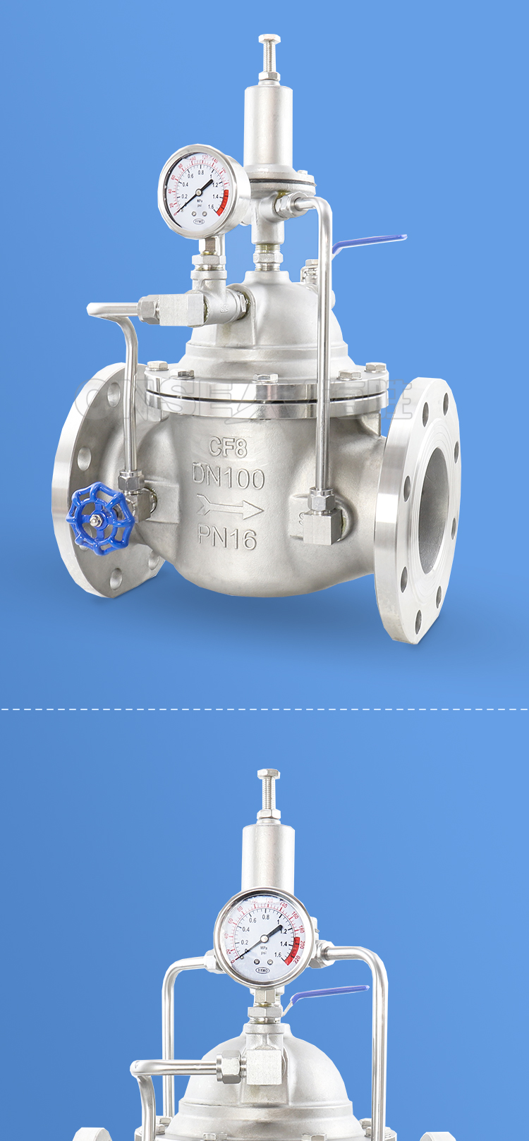 定制500x16p不锈钢持压泄压阀安全稳压水利控制阀消防自来水泵泄水dn