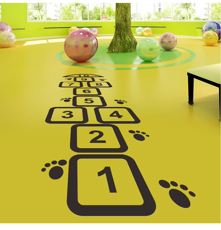 学校儿童游戏跳房子跳格子数字贴纸幼儿园地面地贴教室创意自粘厷白色