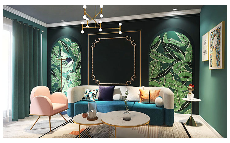 德梵蒂3d立体仿石膏线墙纸客厅沙发电视植物背景墙壁纸轻奢服装店墙布