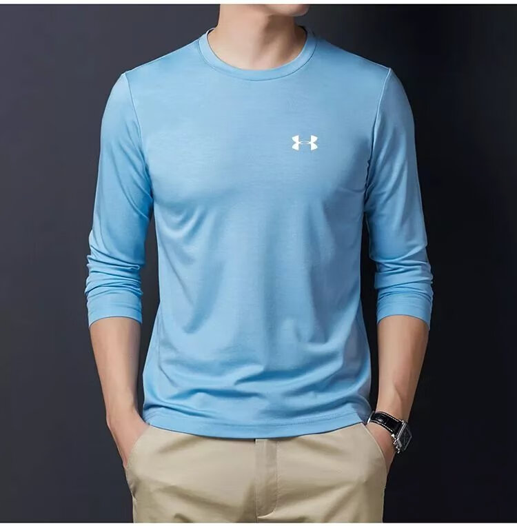 豹权ua安德玛卫衣男装长袖圆领套头秋季新款休闲简约男士卫衣棉t纯色
