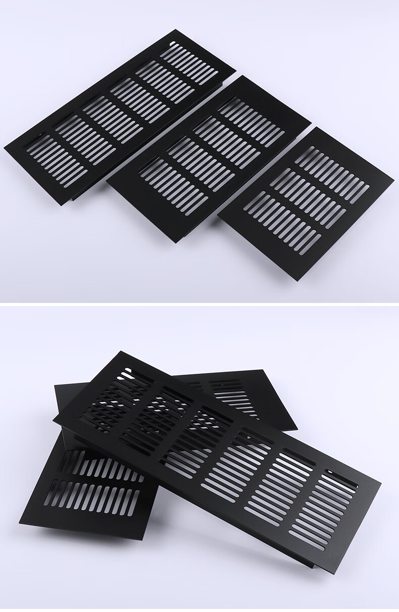 定制铝合金透气网长方形平面衣柜透气孔鞋柜橱柜散热口通风排气孔黑色