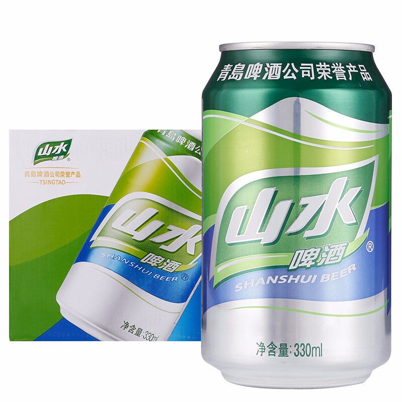 5折 山水啤酒易拉罐 330ml*24罐 青岛.