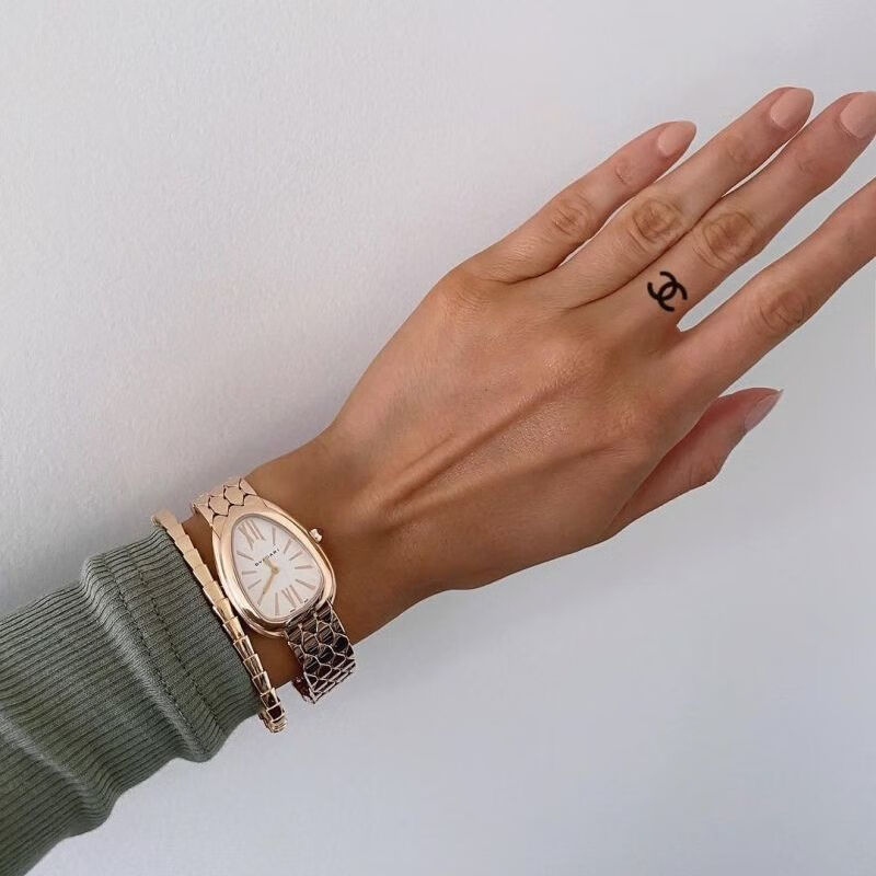 贴复古双c香奈几何草本纹身贴ins风 网红草木半纹身贴q1 2张【图片