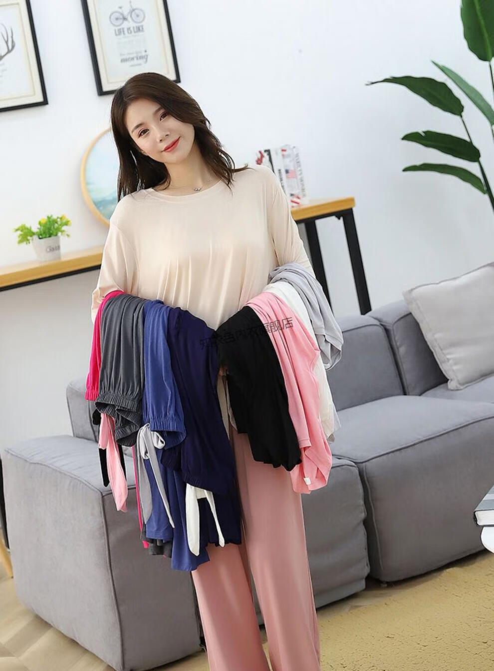 胖女人夏天穿的睡衣肥婆大码睡衣女薄款家居服两件套秋宽松大码居家