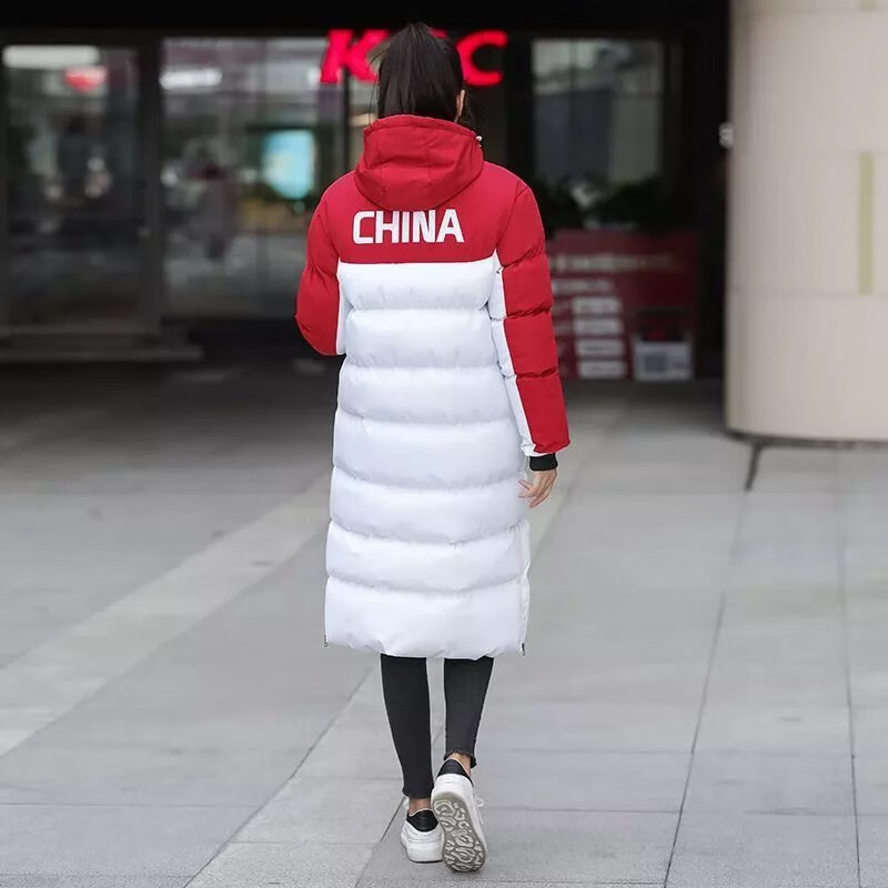 运动大衣中国国家队冬训加绒过膝运动员棉大衣男长款冬季体院训练棉服