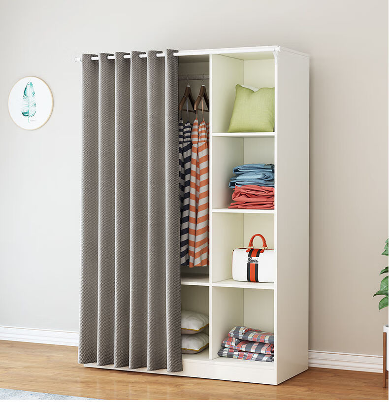 衣柜简易组装房家具卧室宿舍单人衣柜无门柚木色长120深40高180入户